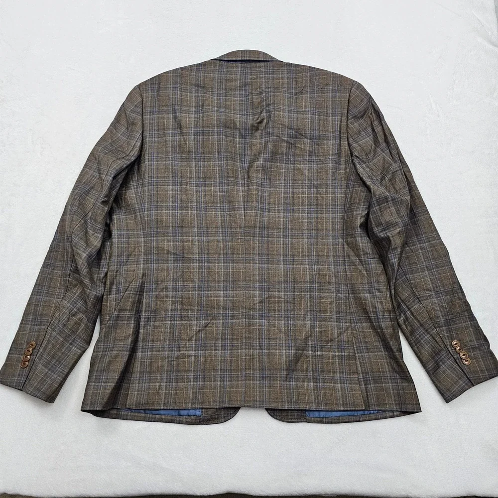 UNTUCKit Blazer Mens 44R Brown Plaid Wool Reda Italian Carrington Dark Academia